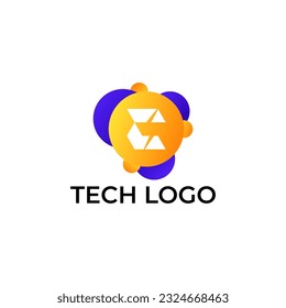 LETRA C DE ILUSTRACIÓN CON VECTOR DE PLANTILLA DE COLOR GRÁFICO DE COLOR PURPLE DE COLOR DE PUNTO TECNOLÓGICO DE LOGOTIPO