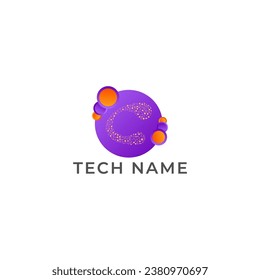 ABBILDSCHIRM C MIT GRADIENTEM ORANGEFARBENEM FARBKREIS-DOT-LOGO-SYMBOL-TEMPLATZVEKTOR