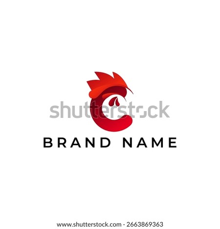 ILLUSTRATION LETTER C WITH HEAD ROOSTER GEOMETRIC LOGO ICON ORANGE PINK GRADIENT COLOR TEMPLATE SIMPLE MINIMALIST ELEMENT DESIGN SIMPLE VECTOR GOOD FOR APPS, BRAND 