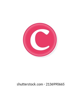  Illustration of letter C icon rounded on a white background.