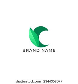 BILDSCHIRM C MIT LEAF GEOMETRISCHEM LOGO SYMBOL GRÜNE FARBENE VORLAGE EINFACHE MINIMALISTISCHE DESIGING-ELEMENTE EINFACHER VEKTORGRAD FÜR APPS, MARKE 