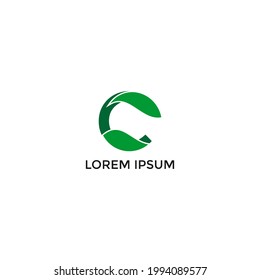 ILLUSTRATION LETTER C WITH LEAF  LOGO DESIGN VECTOR TEMPLATE