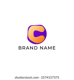 ILLUSTRATION LETTER C LOGO ICON GRADIENT ORANGE PURPLE COLOR TEMPLATE SIMPLE MINIMALIST ELEMENT DESIGN SIMPLE VECTOR GOOD FOR APPS, BRAND 