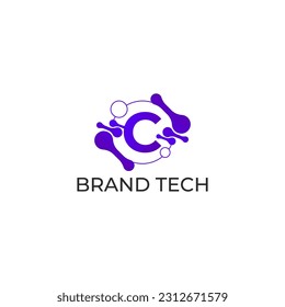 ILUSTRACIÓN LETRA C TECH COLOR GRADIENTE DISEÑO MINIMALISTA LOGOTIPO ICONO TEMPLADO VECTOR