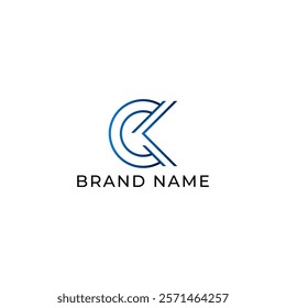 ILLUSTRATION LETTER CK GEOMETRIC  LOGO ICON BLUE GRADIENT COLOR TEMPLATE SIMPLE MINIMALIST ELEMENT DESIGN SIMPLE VECTOR GOOD FOR APPS, BRAND 