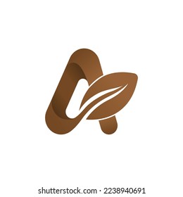 illustration of letter A with coffee beans