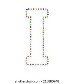 illustration of i letter created with pushpin 