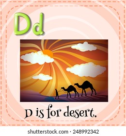 Illustration of a letter D is for desert