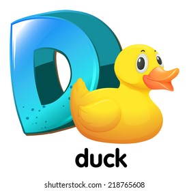 Illustration of a letter D for duck on a white background 