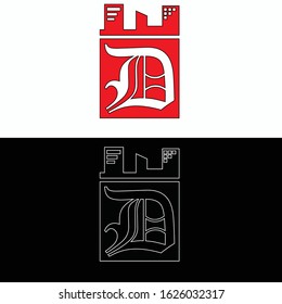 Illustration of Letter D logo design, for architecture