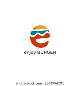 ILLUSTRATION LETTER E WITH BURGER LOGO ICON TEMPLATE DESIGN SIMPLE MINIMALIST DESIGN VECTOR GOOD FOR YOUR BUSINESS