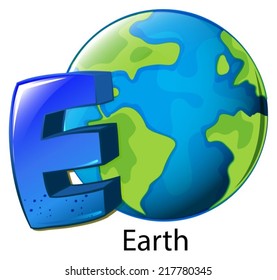 Illustration of a letter E for Earth on a white background 