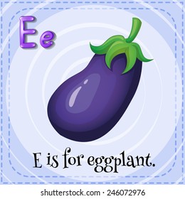 Illustration of a letter E is for eggplant
