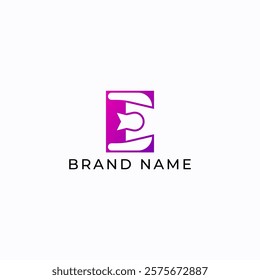 ILLUSTRATION LETTER E GEOMETRIC  LOGO ICON PINK PURPLE GRADIENT COLOR TEMPLATE SIMPLE ELEMENT DESIGN VECTOR