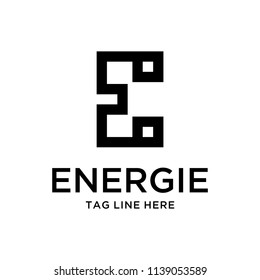 Illustration letter E sign is made simple geometric modern logo design