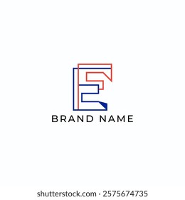 ILLUSTRATION LETTER EF GEOMETRIC  LOGO ICON FLAT COLOR TEMPLATE SIMPLE MINIMALIST ELEMENT DESIGN SIMPLE VECTOR GOOD FOR APPS, BRAND 