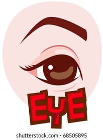 illustration of letter of eye on white background