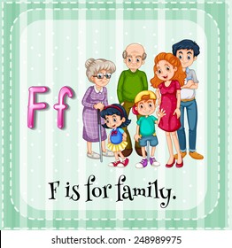 Illustration of a letter F is for family