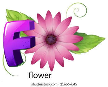 Illustration of a letter F for flower on a white background