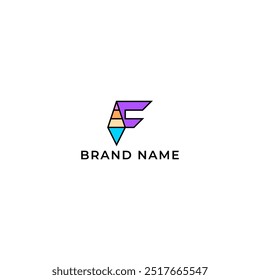 ILLUSTRATION LETTER F GEOMETRIC  LOGO ICON FLAT COLOR TEMPLATE SIMPLE MINIMALIST ELEMENT DESIGN SIMPLE VECTOR GOOD FOR APPS, BRAND 