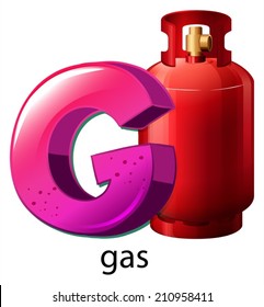 Illustration of a letter G for gas on a white background