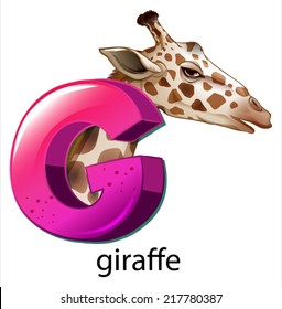 Illustration of a letter G for giraffe on a white background 