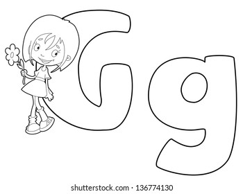 illustration of a letter G girl outlined