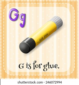 Illustration of a letter G is for glue