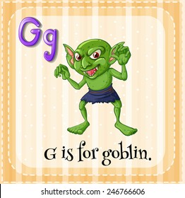 Illustration of a letter G is for goblin