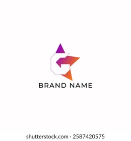 ILLUSTRATION LETTER G WITH STAR GRADIENT PURPLE ORANGE COLOR LOGO ICON TEMPLATE DESIGN VECTOR