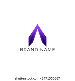 ILLUSTRATION LETTER A WITH GEOMETRIC GRADIENT PURPLE COLOR TECH LOGO ICON TEMPLATE DESIGN VECTOR