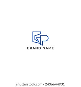 ILLUSTRATION LETTER GP GEOMETRIC LINE LOGO ICON BLUE COLOR TEMPLATE SIMPLE MINIMALIST ELEMENT DESIGN SIMPLE VECTOR GOOD FOR APPS, BRAND 