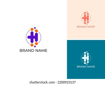 BILDSCHIRM H MIT DOT-CIRCLE-LOGO-DESIGN MODERNER MARKENVEKTOR