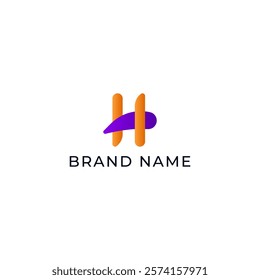 ILLUSTRATION LETTER H GEOMETRIC  LOGO ICON GRADIENT ORANGE PURPLE COLOR TEMPLATE SIMPLE MINIMALIST ELEMENT DESIGN SIMPLE VECTOR GOOD FOR APPS, BRAND 