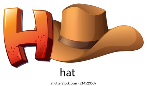 Illustration of a letter H for hat on a white background