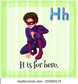 Illustration of a letter H is for hero