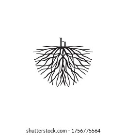 Abbildung des Buchstabens h auf Root-Logo, Vektorgrafik