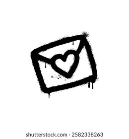 Illustration of a letter with a heart symbol drawn with graffiti art