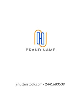 ILLUSTRATION LETTER HN GEOMETRIC LOGO ICON BLUE ORANGE COLOR TEMPLATE SIMPLE MINIMALIST ELEMENT DESIGN SIMPLE VECTOR GOOD FOR APPS, BRAND 