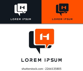 illustration of letter or initial H logo design with bubble chat