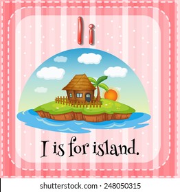 Illustration of a letter i is for island