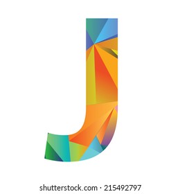 illustration with letter J of different colors on a white background