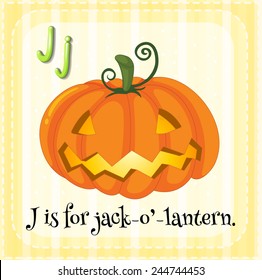 Illustration of a letter J is for jack o' lantern