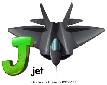 Illustration of a letter J for jet on a white background