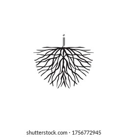 Abbildung des Buchstaben j auf Root-Logo-Vektorgrafik