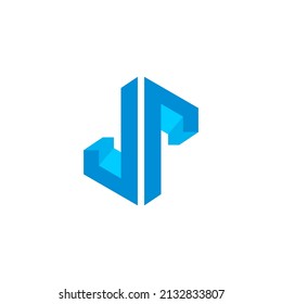 Illustration Letter JR ,RJ Monogram Or Logotype. Three Dimension Original Letters. JR ,RJ Logo Or 2-letter Code. Isometric 3d Font For Design.