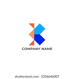 ILLUSTRATION LETTER K GEOMETRIC LOGO ICON BLUE ORANGE COLOR TEMPLATE SIMPLE MINIMALIST DESIGN SIMPLE VECTOR GOOD FOR APPS, BRAND 