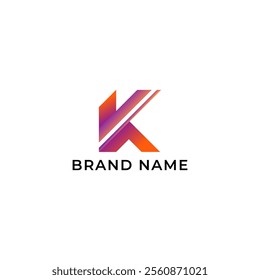 ILLUSTRATION LETTER K GEOMETRIC  LOGO ICON GRADIENT ORANGE PURPLE COLOR TEMPLATE SIMPLE MINIMALIST ELEMENT DESIGN SIMPLE VECTOR GOOD FOR APPS, BRAND 