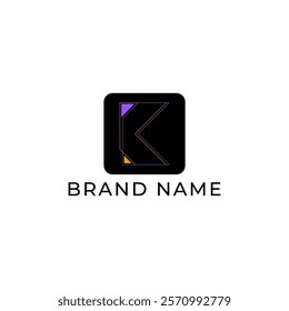 ILLUSTRATION LETTER K GEOMETRIC  LOGO ICON ORANGE PURPLE COLOR TEMPLATE SIMPLE MINIMALIST ELEMENT DESIGN SIMPLE VECTOR GOOD FOR APPS, BRAND 