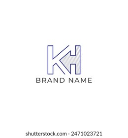 ILLUSTRATION LETTER K H LINES GEOMETRIC BLUE COLOR TECH LOGO ICON TEMPLATE DESIGN VECTOR